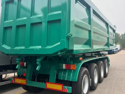 Semirremolque volquete de 4 ejes verde terminado para el mercado africano